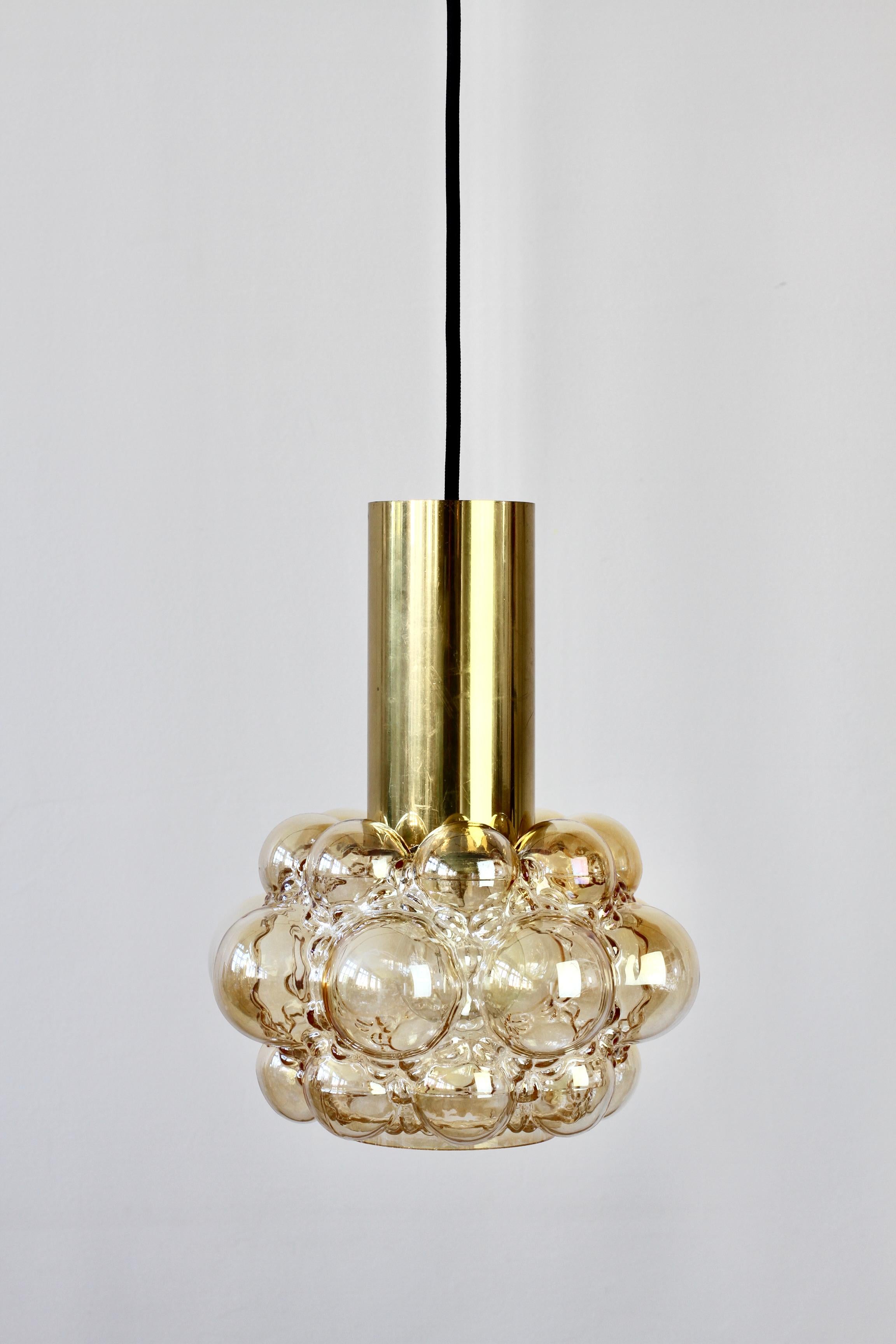 Limburg Amber Bubble Glass Pendant Light by Helena Tynell circa 1965 In Good Condition For Sale In Landau an der Isar, Bayern