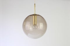 Limburg Brass with Smoked Glass Ball Pendant, Germany, 1970s