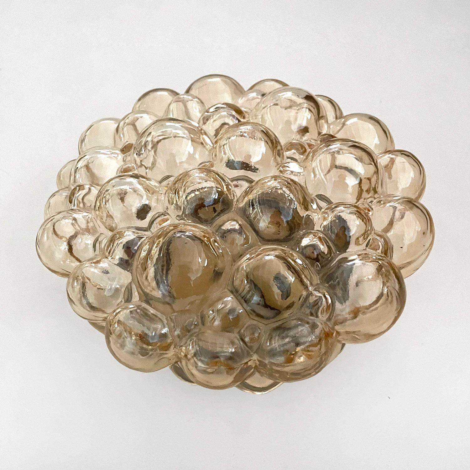 Helena Tynell for Glashütte Limburg flush mount
Germany, circa 1960's 
Gorgeous textured bubble glass flush mount with metal fixture
Emits a beautiful warm and diffuse light
Can be wall mounted to use as a sconce
Newly rewired