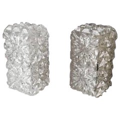 Limburg Crystal Glass Pair of Sconces, Wall Lamps 1960s Germany