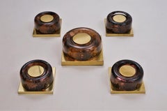 Limburg Flush Lights, Set of 5, Purple Glass & Brass, 1970s, German Hillebrand