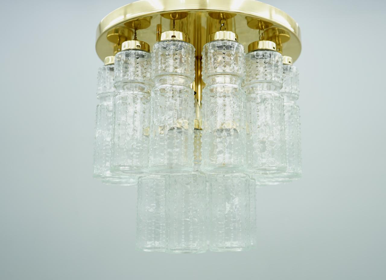 Limburg Flushmount Chandleries in Brass and Glass, Germany, 1970s 6
