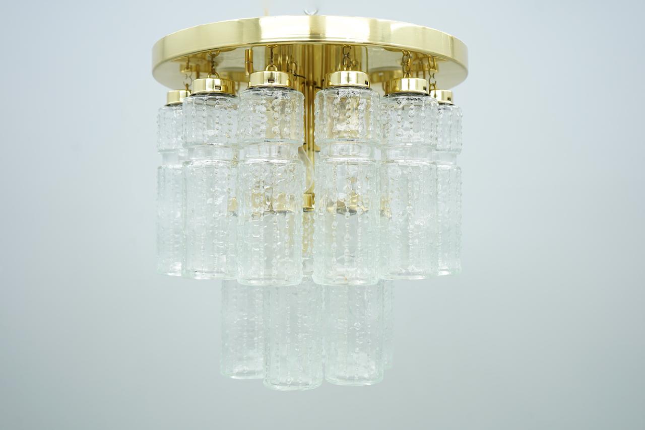 Limburg Flushmount Chandleries in Brass and Glass, Germany, 1970s 7
