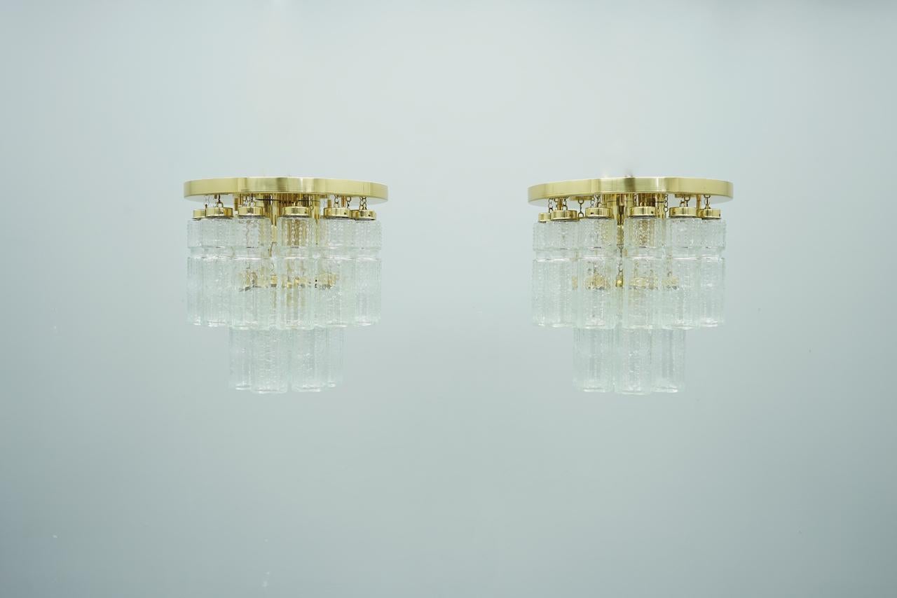 Limburg Flushmount Chandleries in Brass and Glass, Germany, 1970s 8