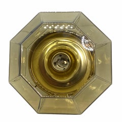Limburg Geometric Smoked Glass and Brass Flush mount or Wall Light