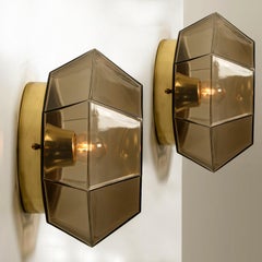 Limburg Geometric Smoked Glass and Brass Flush Mount/Wall Lights