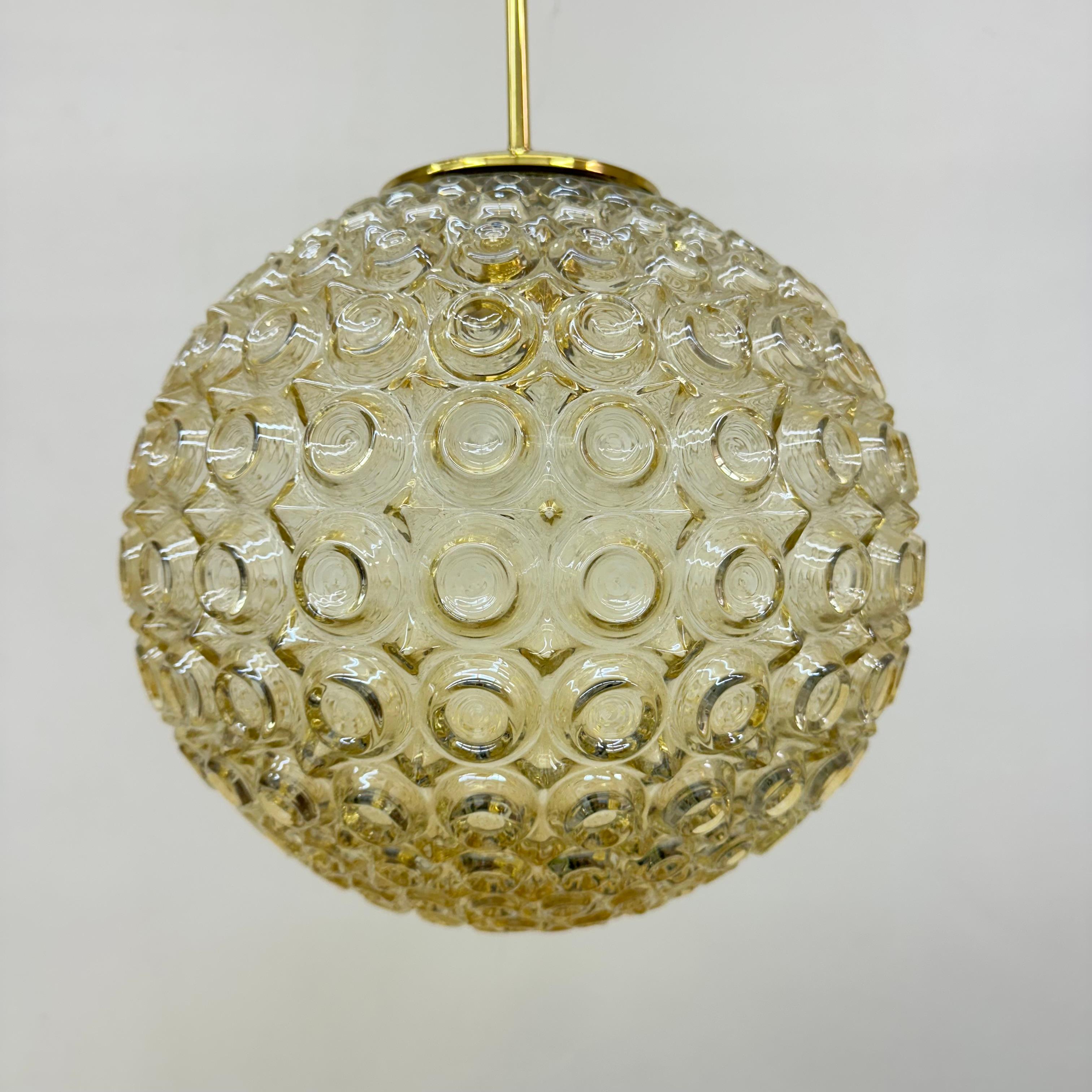 Lampada a sospensione in vetro a bolle d'aria Glashütte Limburg, anni '70 in vendita 10