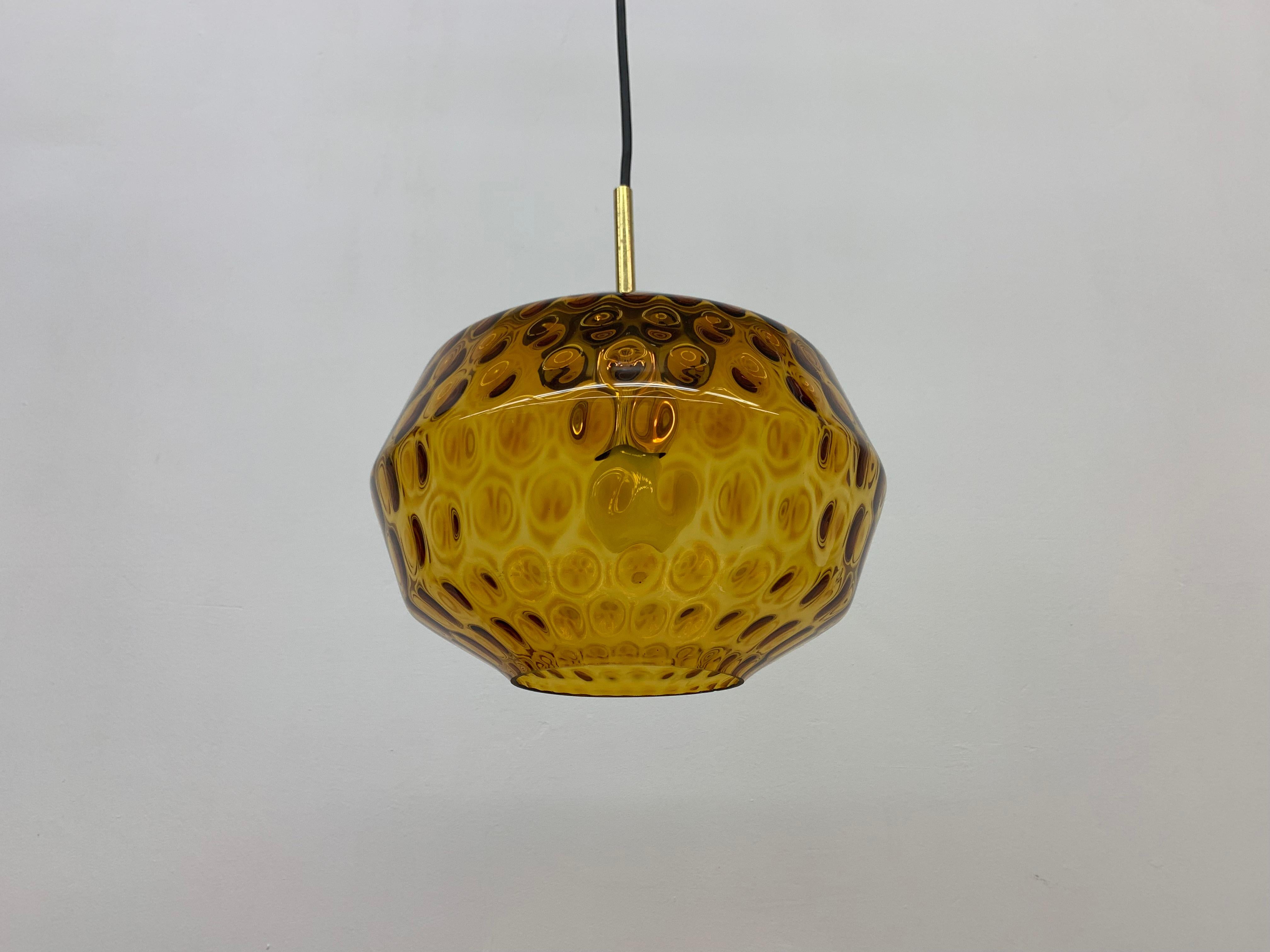 Limburg Glashutte Glass Hanging Lamp, 1970s Midcentury Design Lamp, Germany For Sale 3