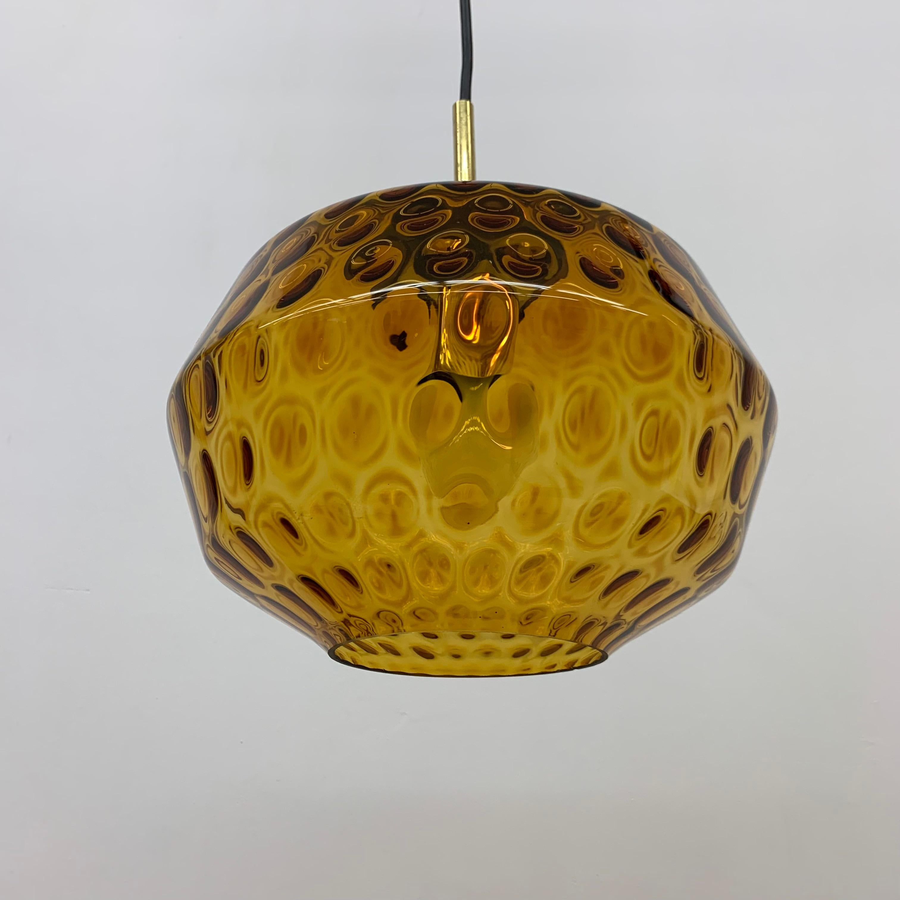 Limburg Glashutte Glass Hanging Lamp, 1970s Midcentury Design Lamp, Germany For Sale 4