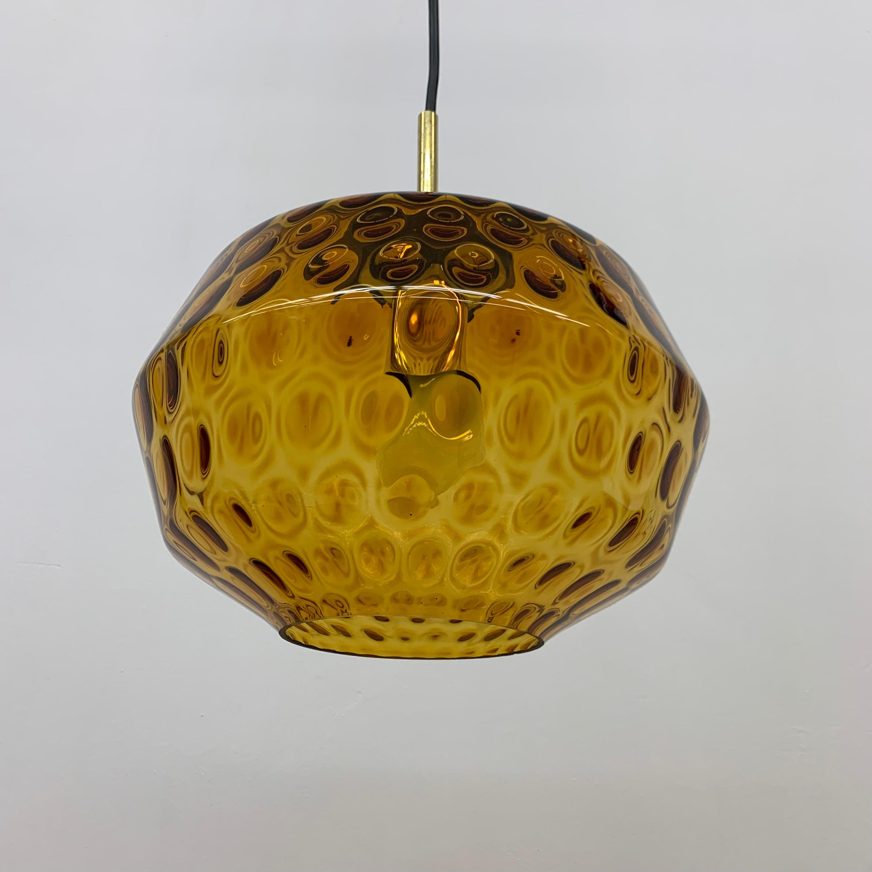 Limburg Glashutte Glass Hanging Lamp, 1970s Midcentury Design Lamp, Germany For Sale 5