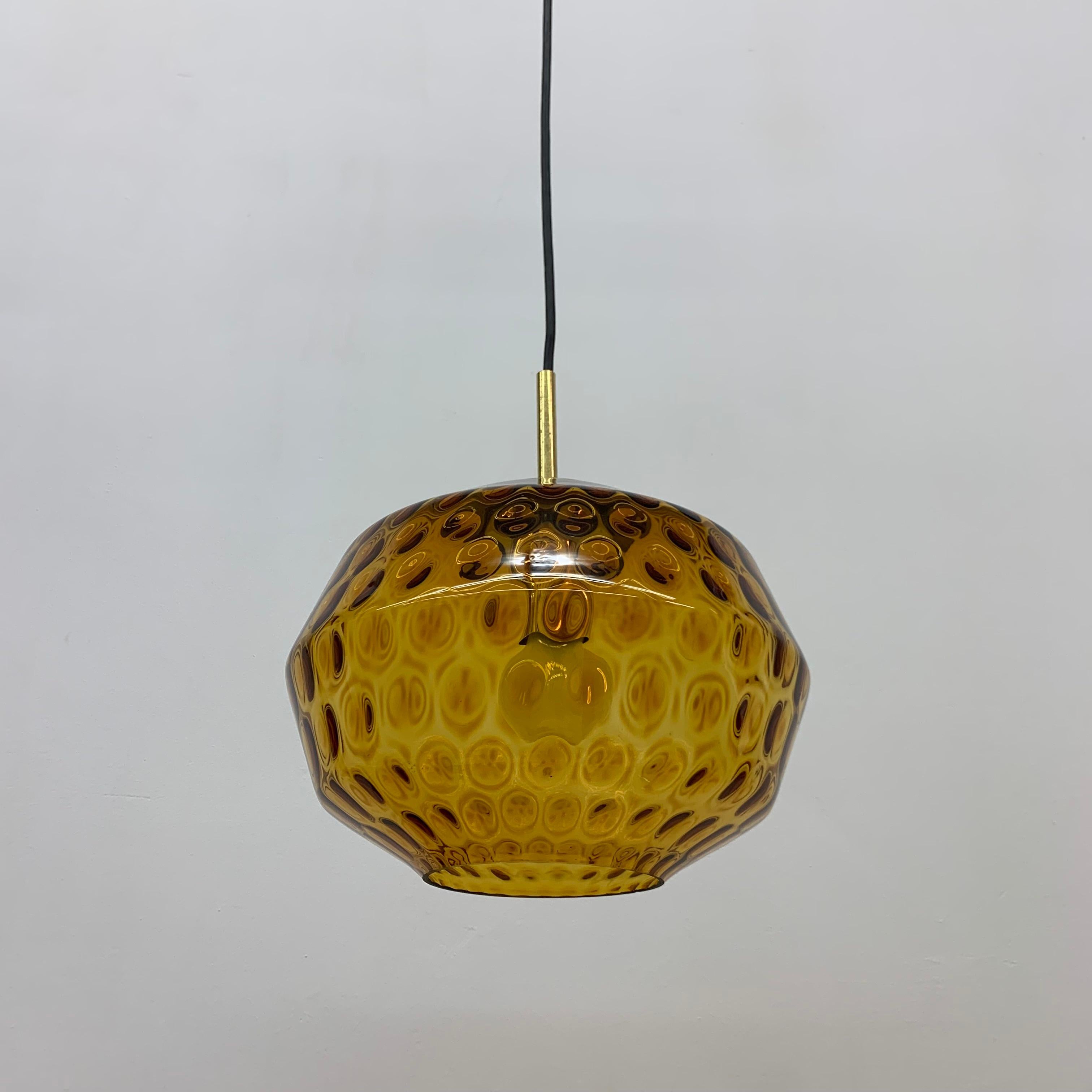 Limburg Glashutte Glass Hanging Lamp, 1970s Midcentury Design Lamp, Germany For Sale 6