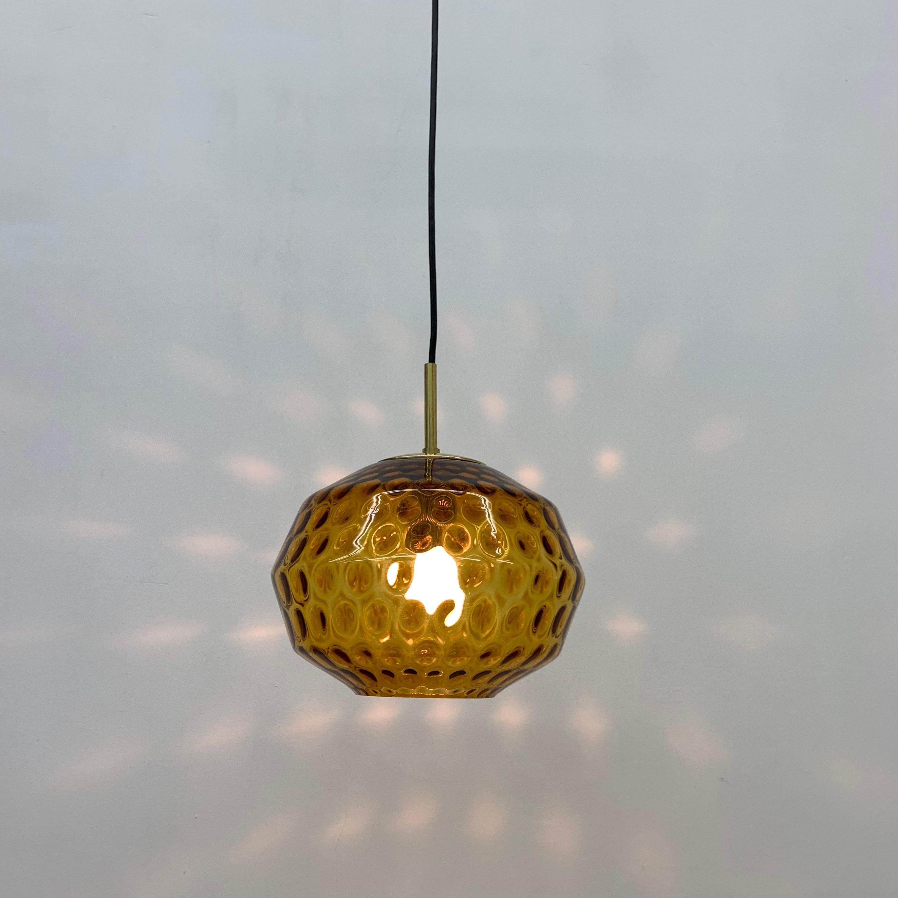 Limburg Glashutte Glass Hanging Lamp, 1970s Midcentury Design Lamp, Germany For Sale 7