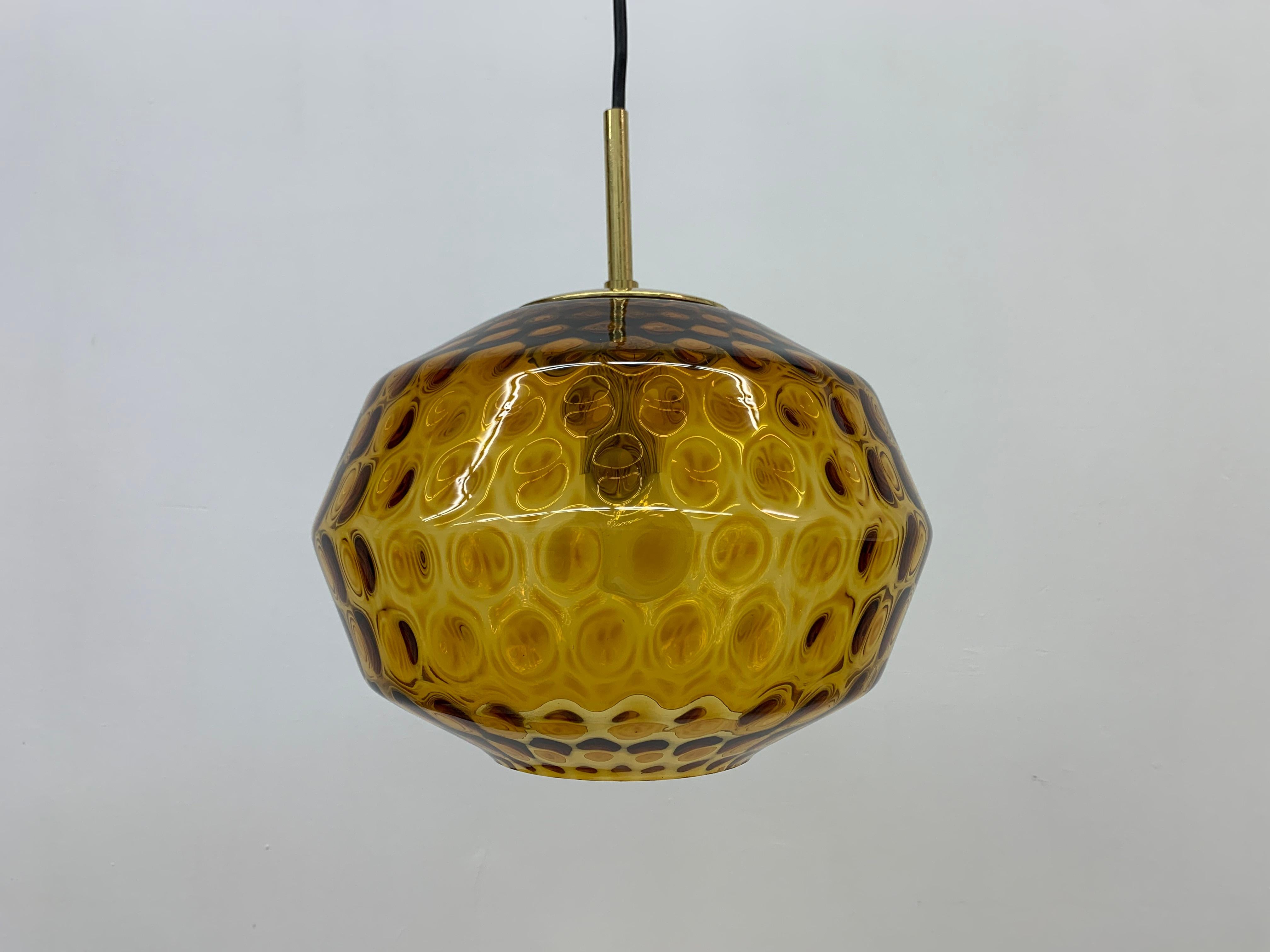 Late 20th Century Limburg Glashutte Glass Hanging Lamp, 1970s Midcentury Design Lamp, Germany For Sale