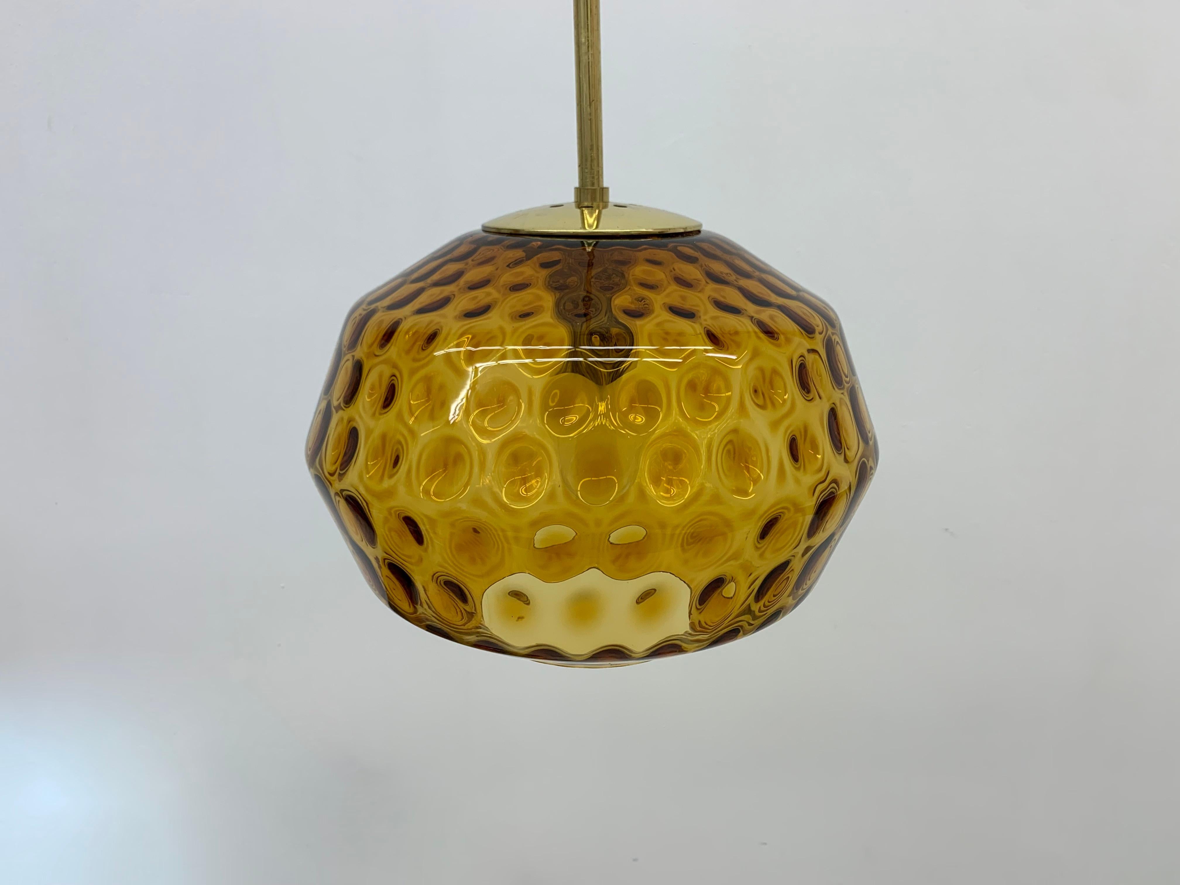 Limburg Glashutte Glass Hanging Lamp, 1970s Midcentury Design Lamp, Germany For Sale 1