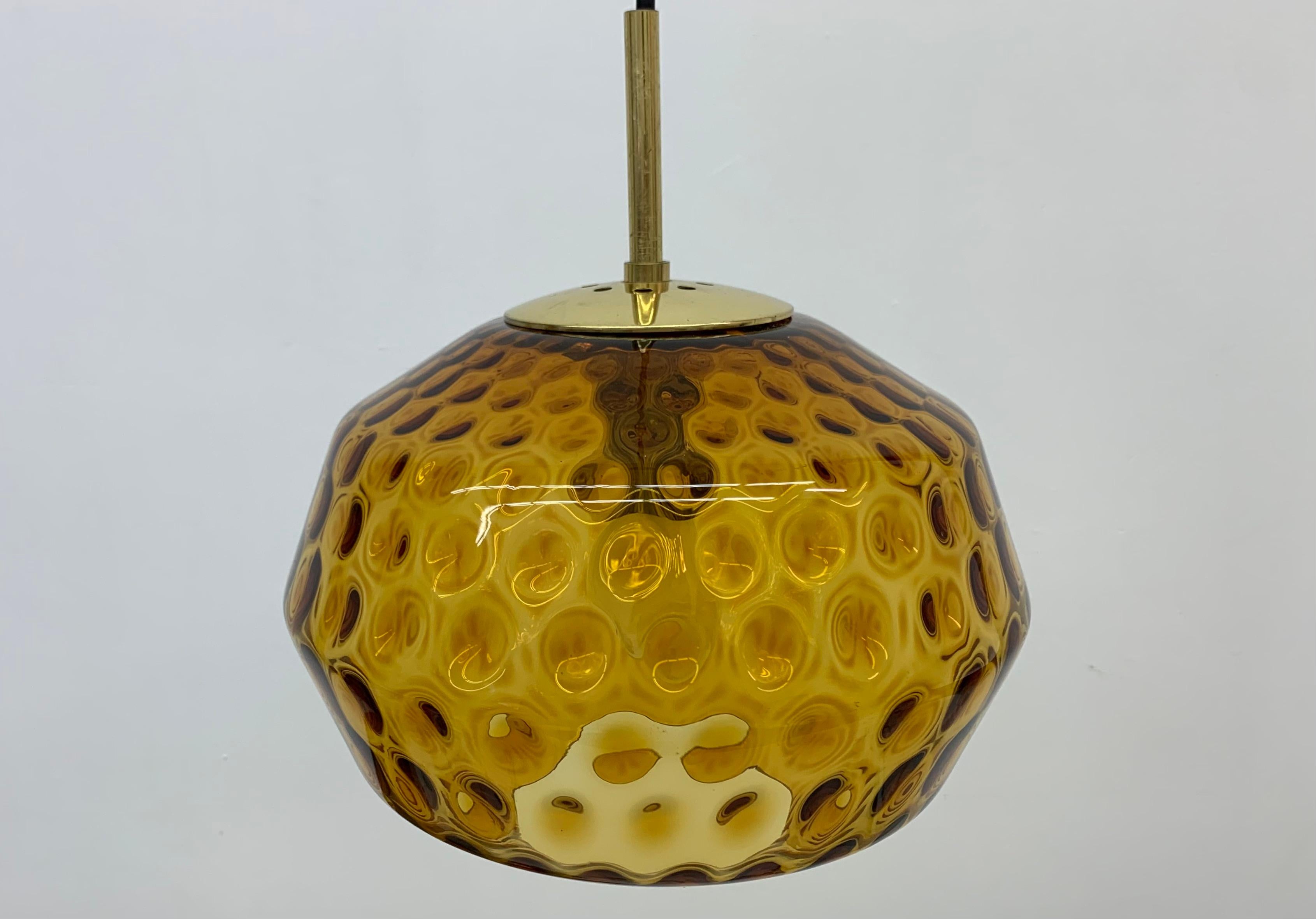 Limburg Glashutte Glass Hanging Lamp, 1970s Midcentury Design Lamp, Germany For Sale 2