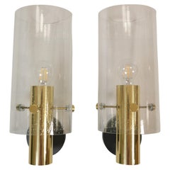 Limburg Glass and Brass Wall Sconces, 1970s, 1/2