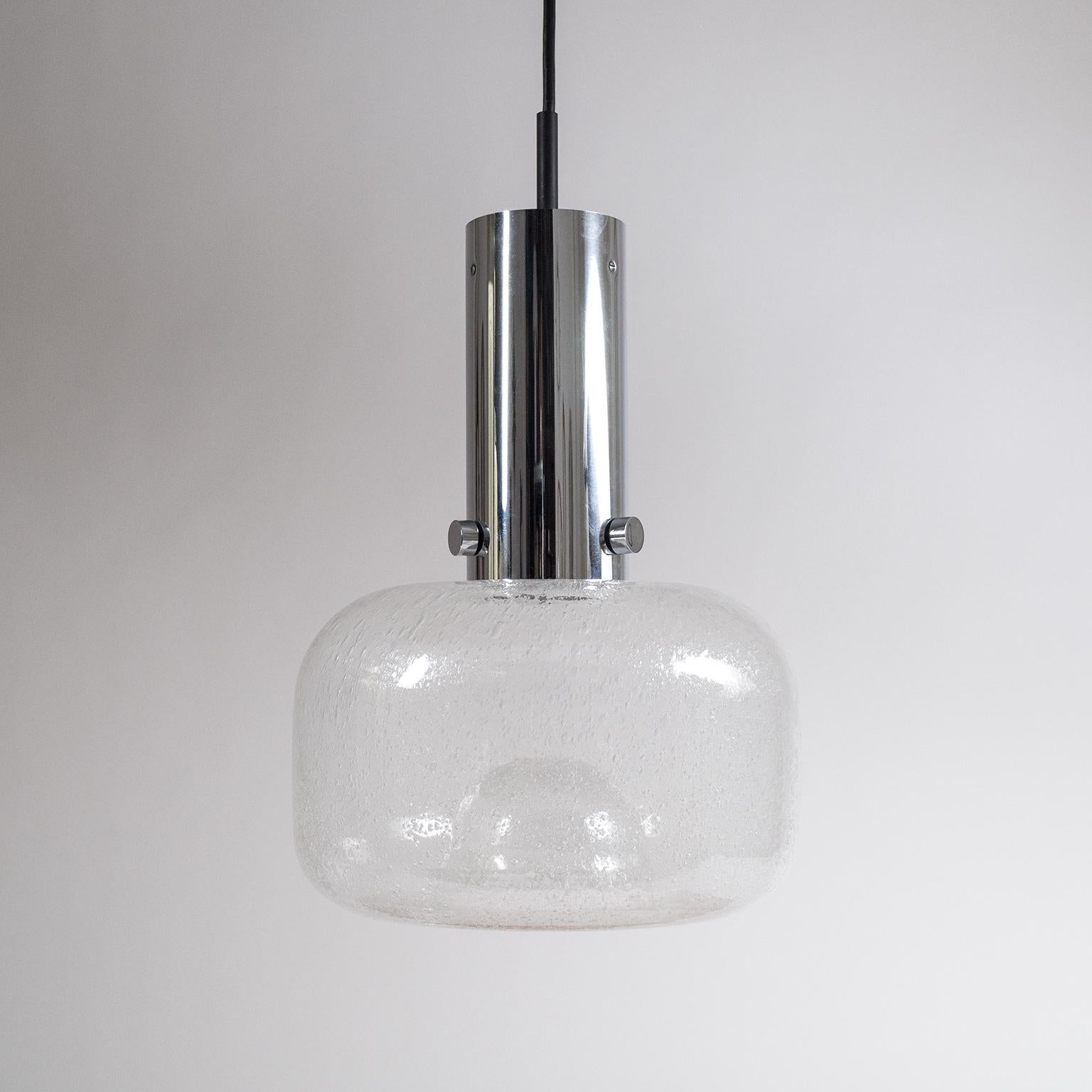 Late 20th Century Limburg Glass and Chrome Pendant, 1970s For Sale