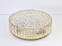 Limburg Large 16" Mid-Century Modern Vintage 1970s Amber Toned Glass Flush Mount