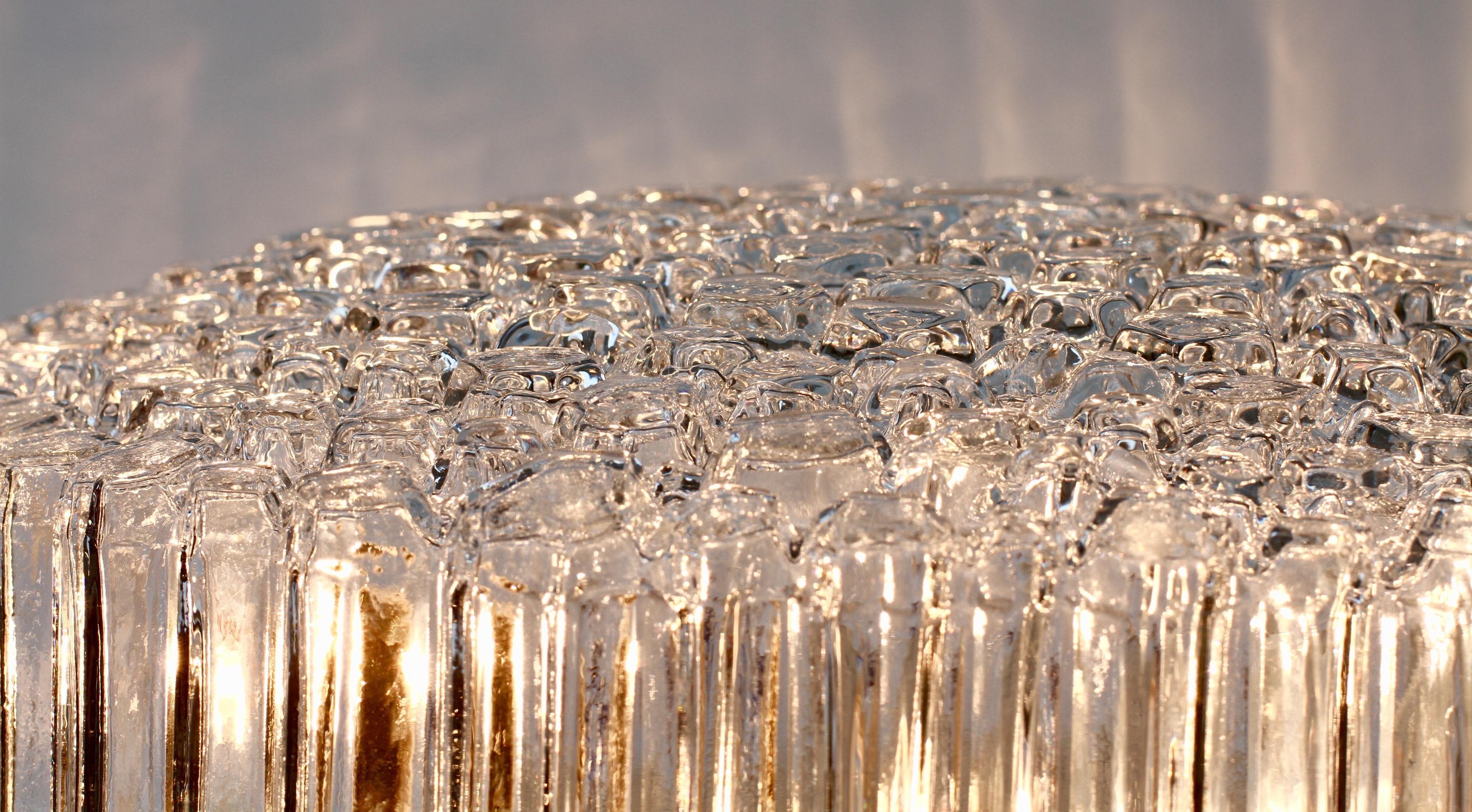 Limburg Large Organic Textured Clear Ice Crystal Glass Flush Mount, circa 1970s For Sale 7