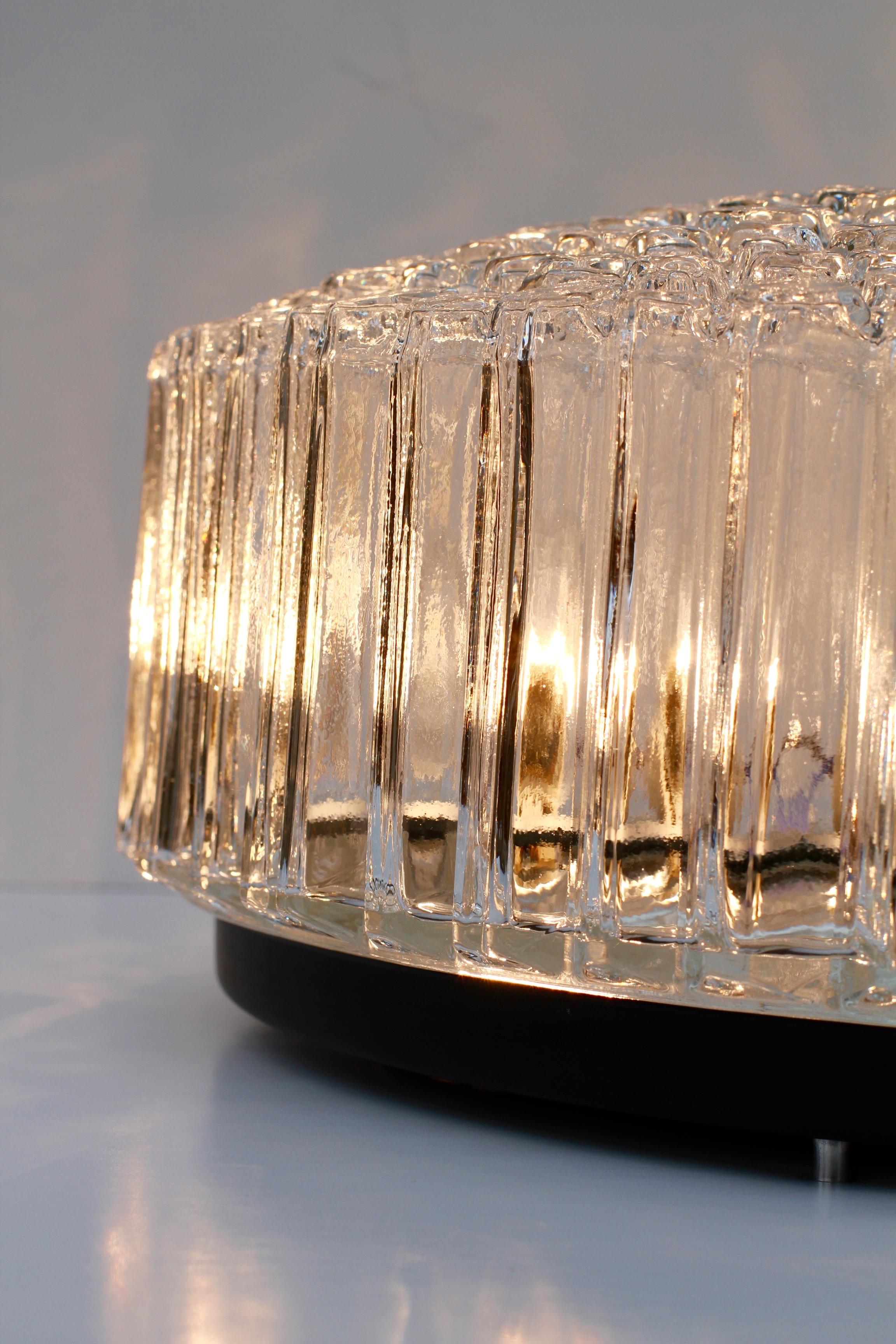 Late 20th Century Limburg Large Organic Textured Clear Ice Crystal Glass Flush Mount, circa 1970s For Sale