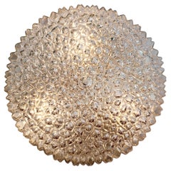 Limburg Großes organisches strukturiertes klares Eiskristallglas Flush Mount, circa 1970er Jahre