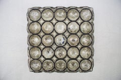 Limburg Große quadratische Eisen Ringe Glas Flush Mount Decke / Wandleuchte:: 1960er