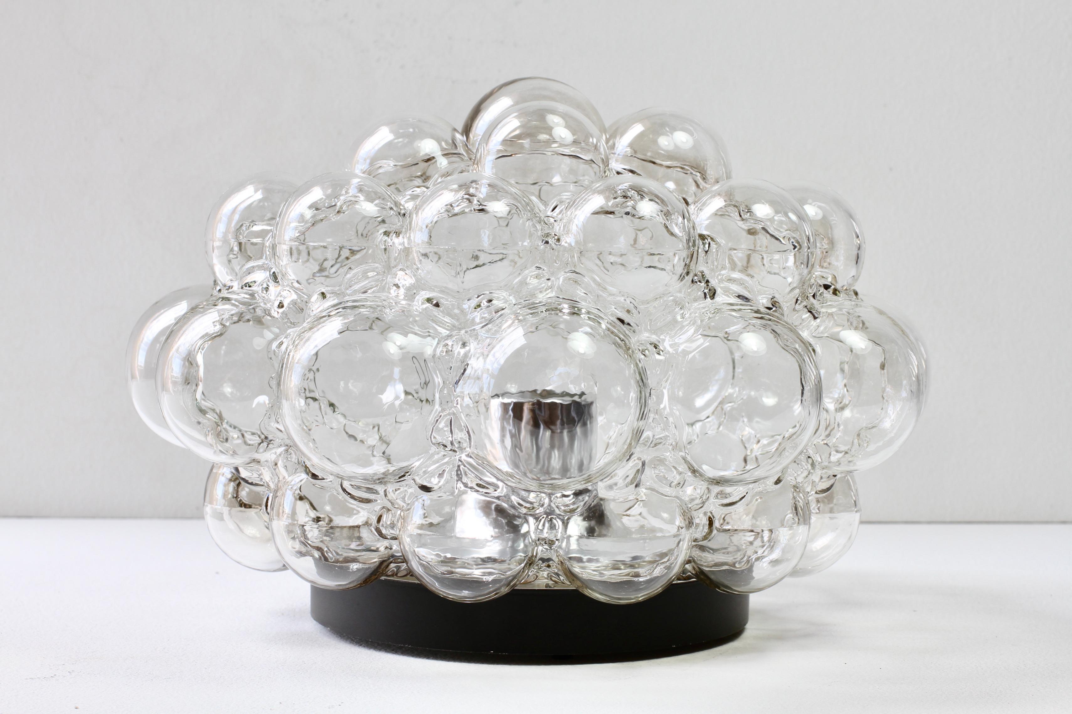 Plated Limburg Large Vintage Helena Tynell Smoked Bubble Glass Flush Mount Light 1960s