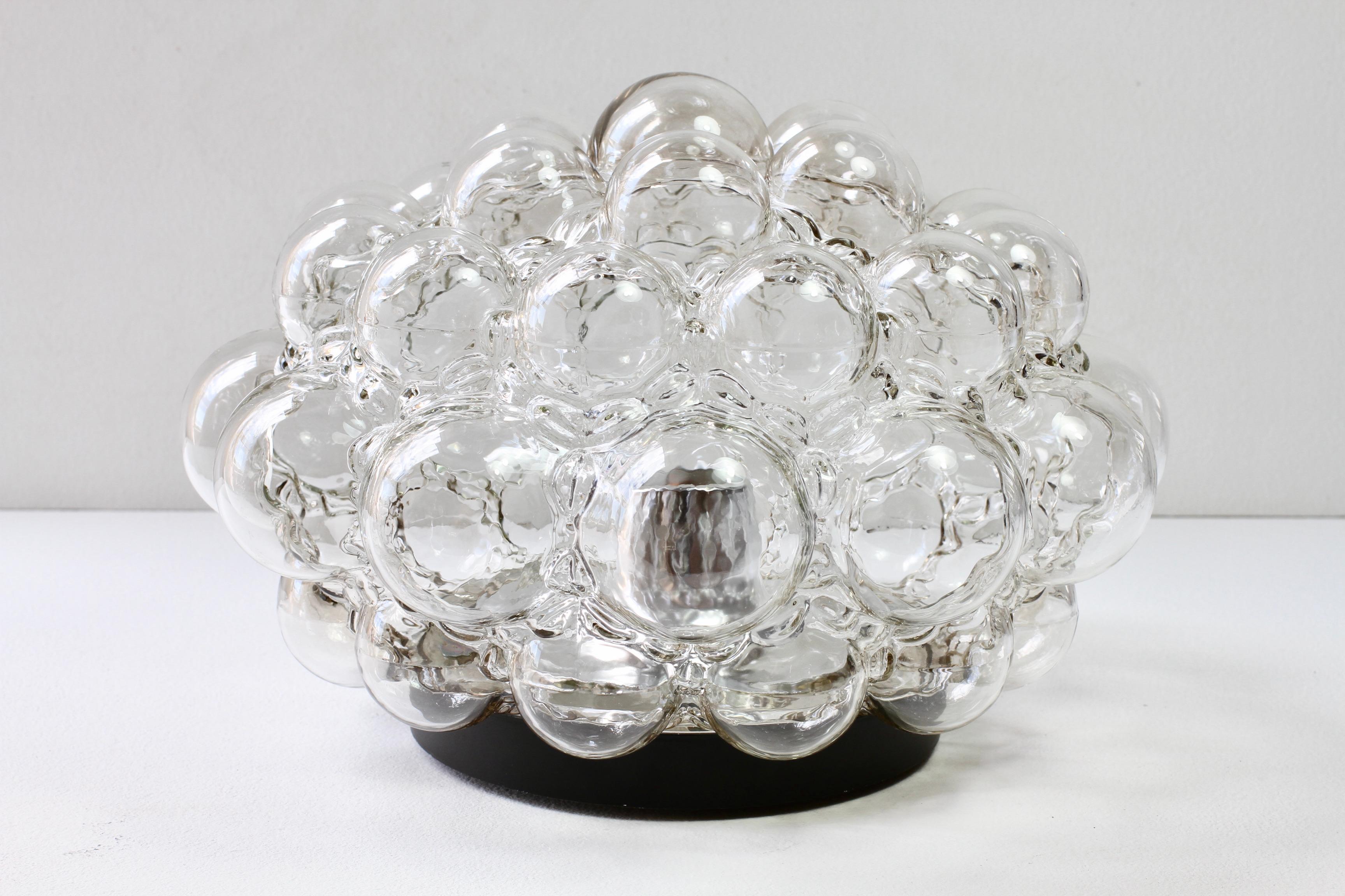 Limburg Large Vintage Helena Tynell Smoked Bubble Glass Flush Mount Light 1960s In Good Condition In Landau an der Isar, Bayern