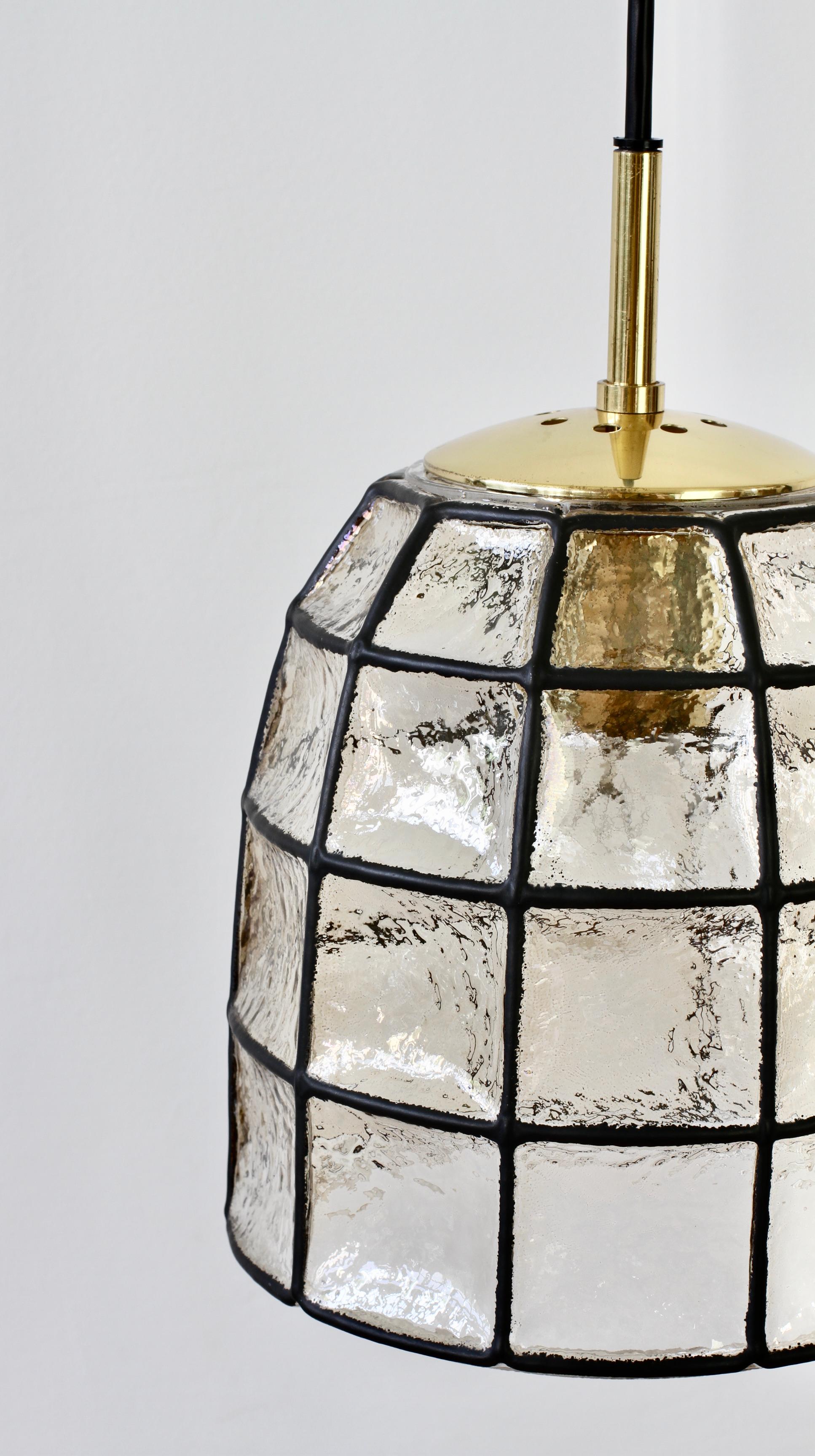 Limburg Mid-Century Vintage Glass and Brass Bell Pendant Light / Lamp, 1960s For Sale 3