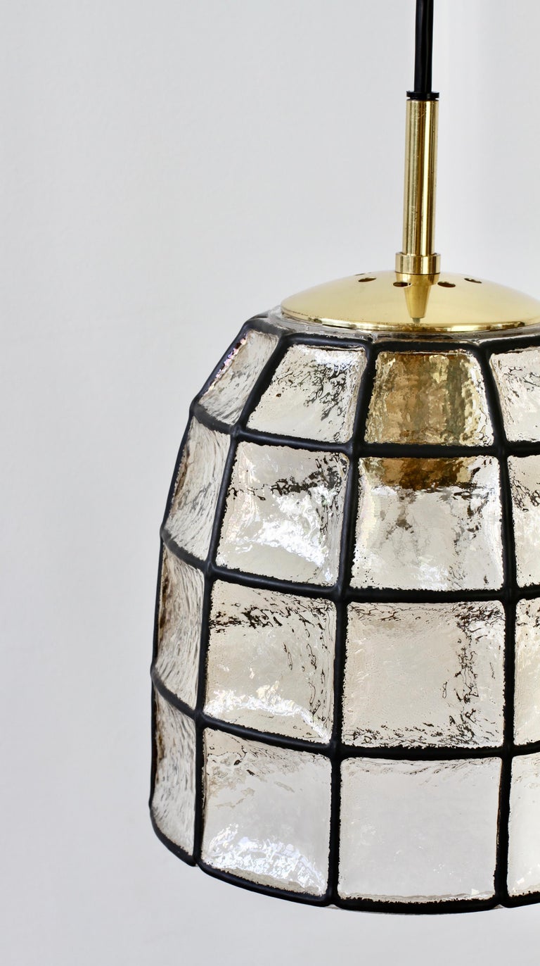 Limburg MidCentury Vintage Glass and Brass Bell Pendant Light / Lamp