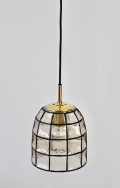 Limburg Mid-Century Vintage Glass and Brass Bell Pendant Light / Lamp, 1960s