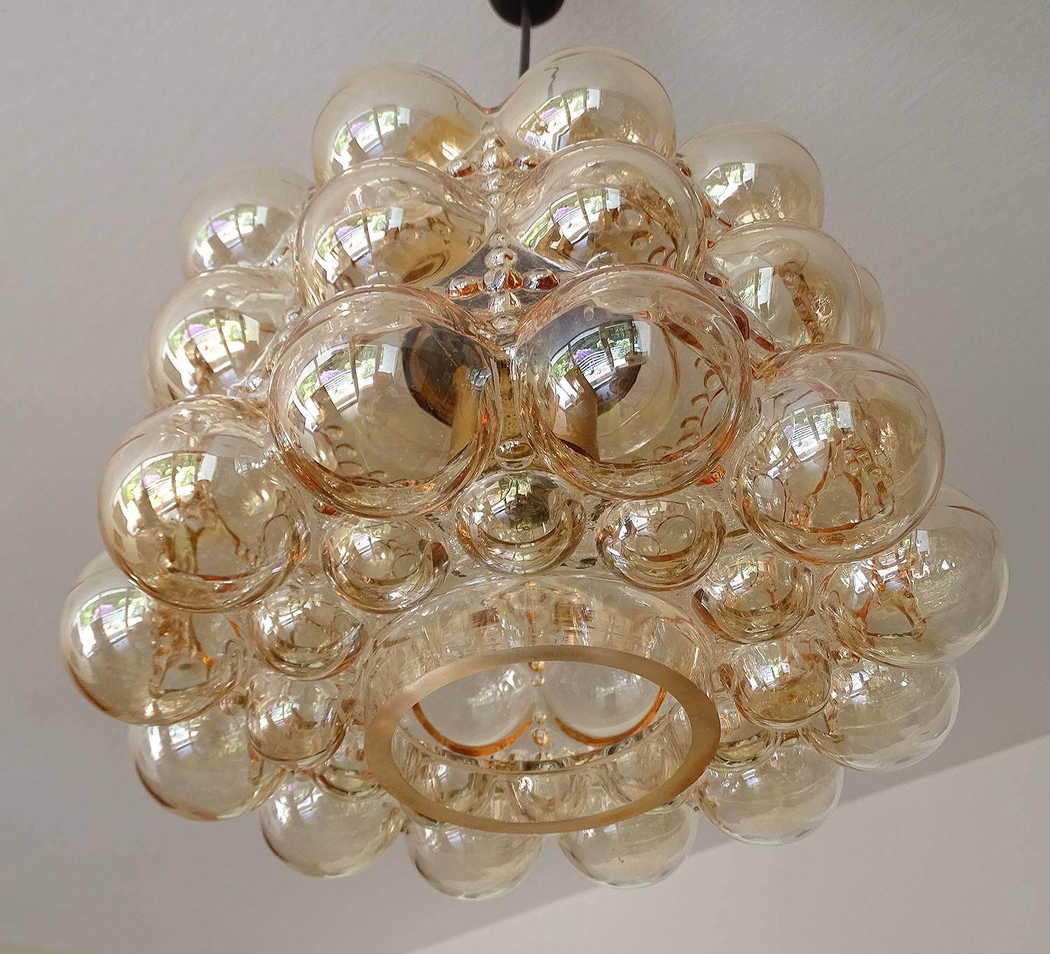 Limburg MidCentury Bubble Glass Brass Chandelier Pendant Light, Gio Ponti Era For Sale 9