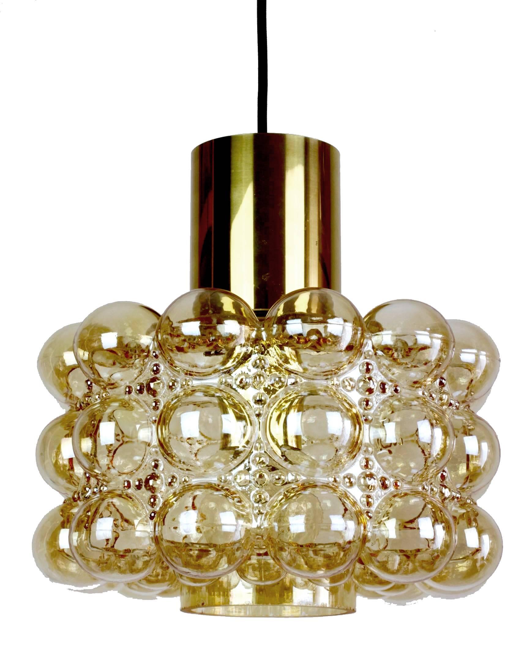 Mid-20th Century Limburg MidCentury Bubble Glass Brass Chandelier Pendant Light, Gio Ponti Era For Sale