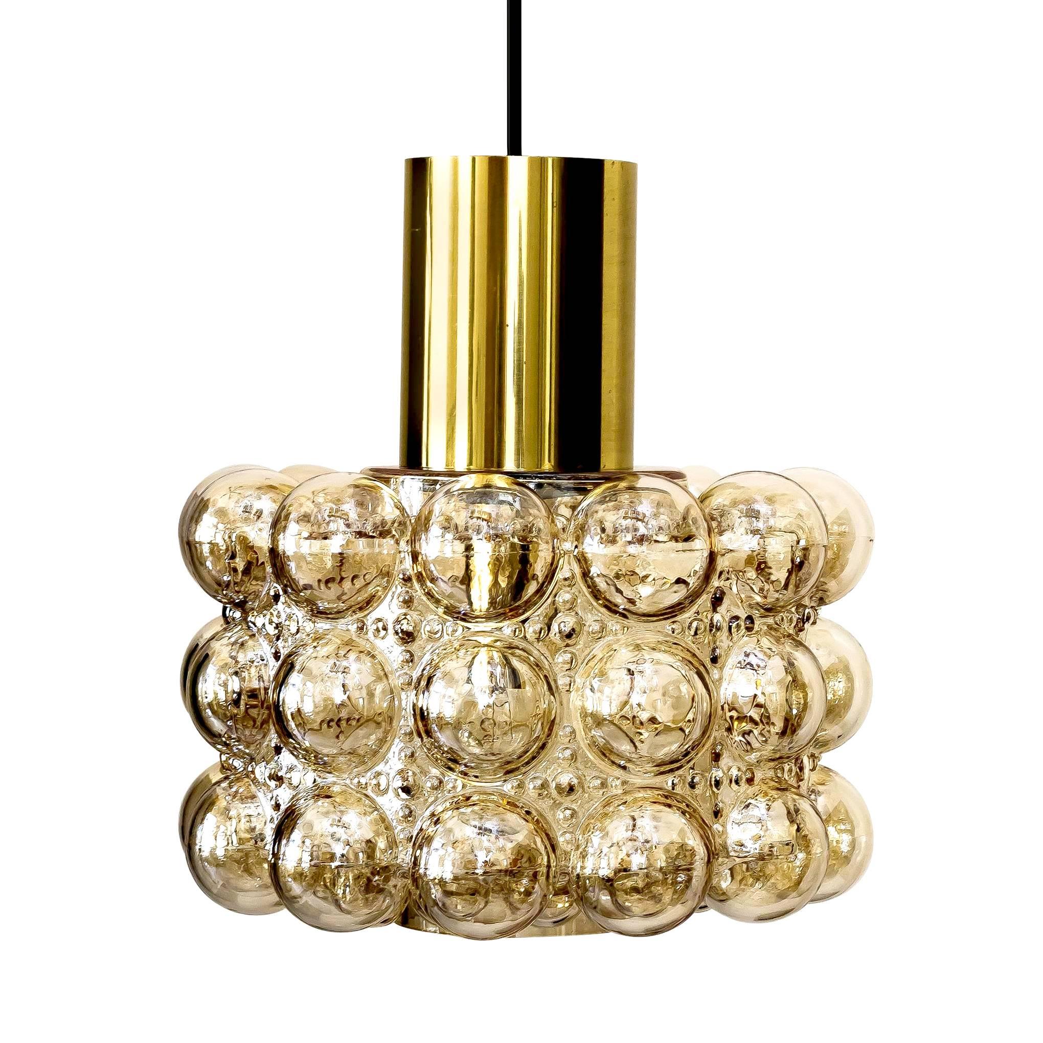 Limburg MidCentury Bubble Glass Brass Chandelier Pendant Light, Gio Ponti Era For Sale