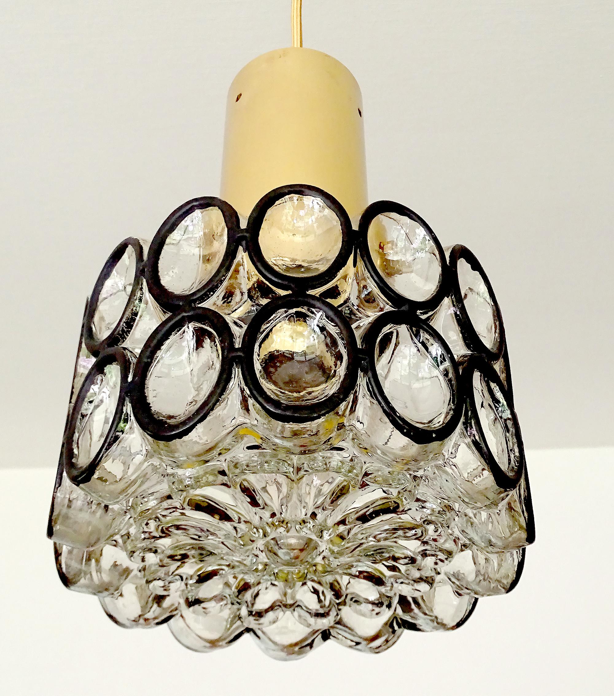 Limburg Glass and Brass Pendant Light, 1970s For Sale 5