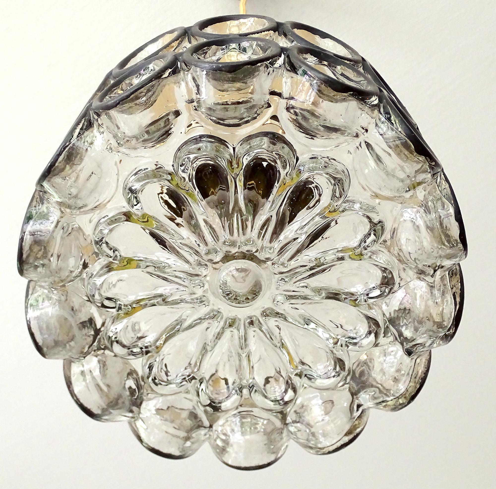 Limburg Glass and Brass Pendant Light, 1970s For Sale 6