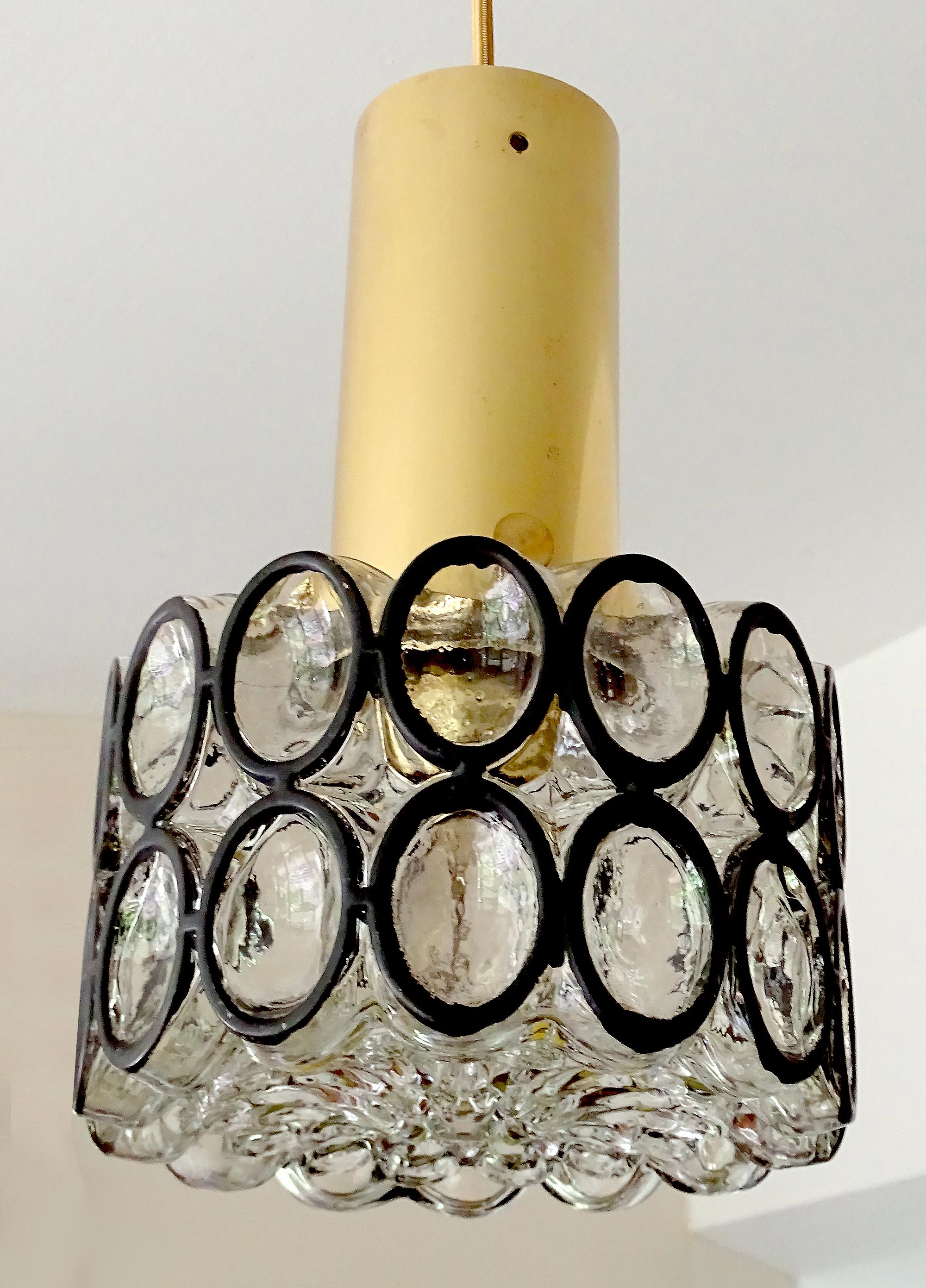Limburg Glass and Brass Pendant Light, 1970s For Sale 7