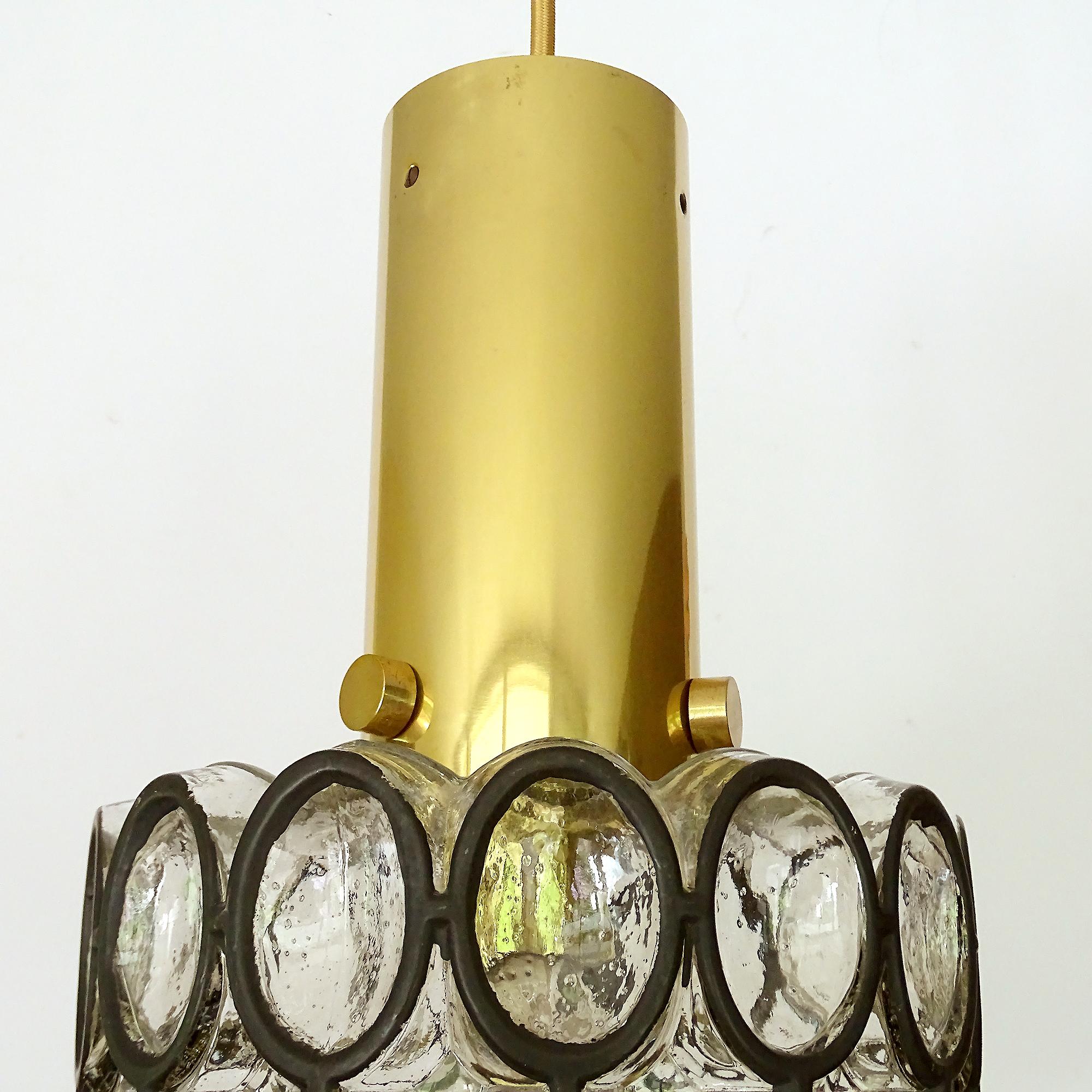 Limburg Glass and Brass Pendant Light, 1970s For Sale 10