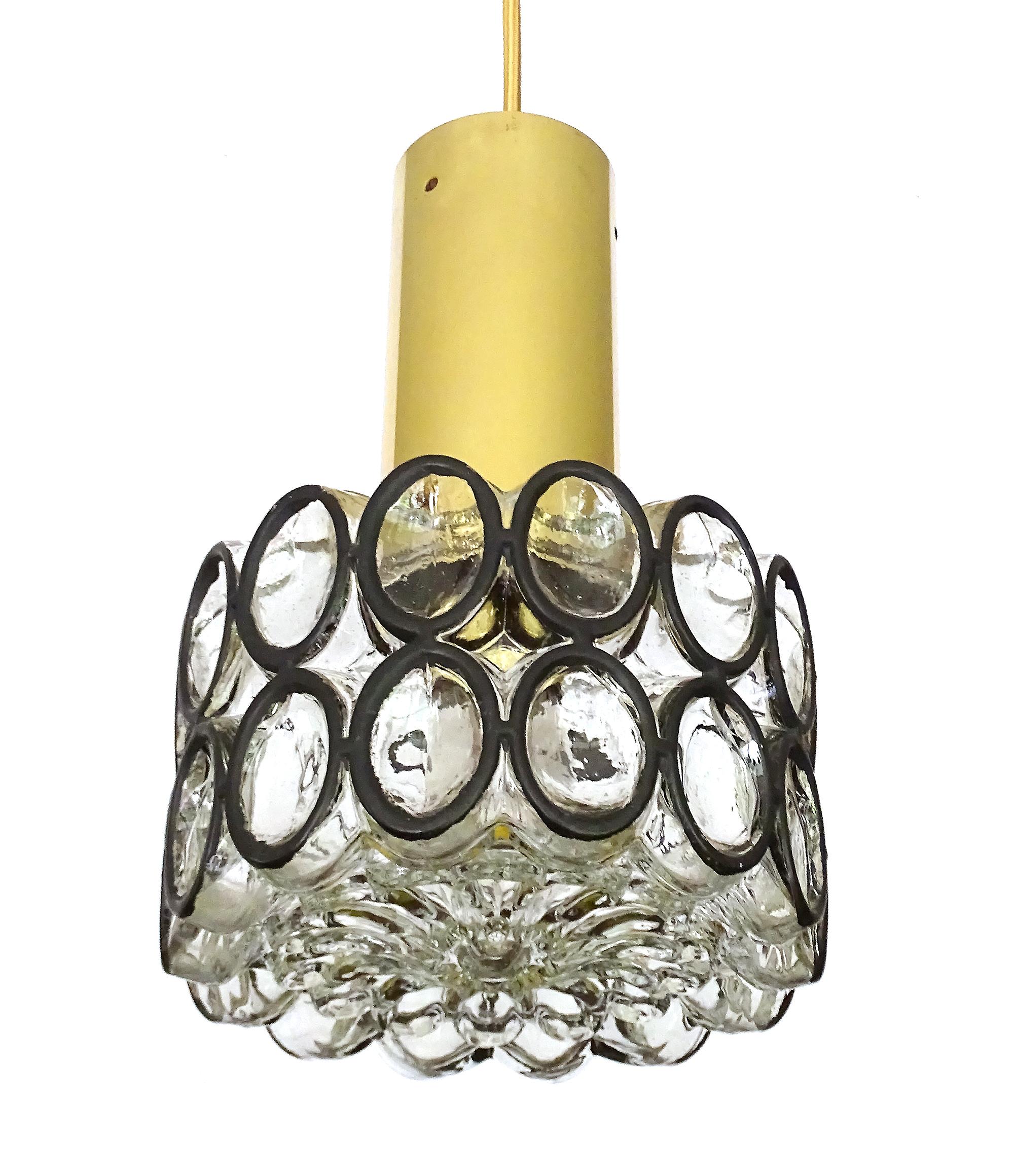 Limburg Glass and Brass Pendant Light, 1970s For Sale 3