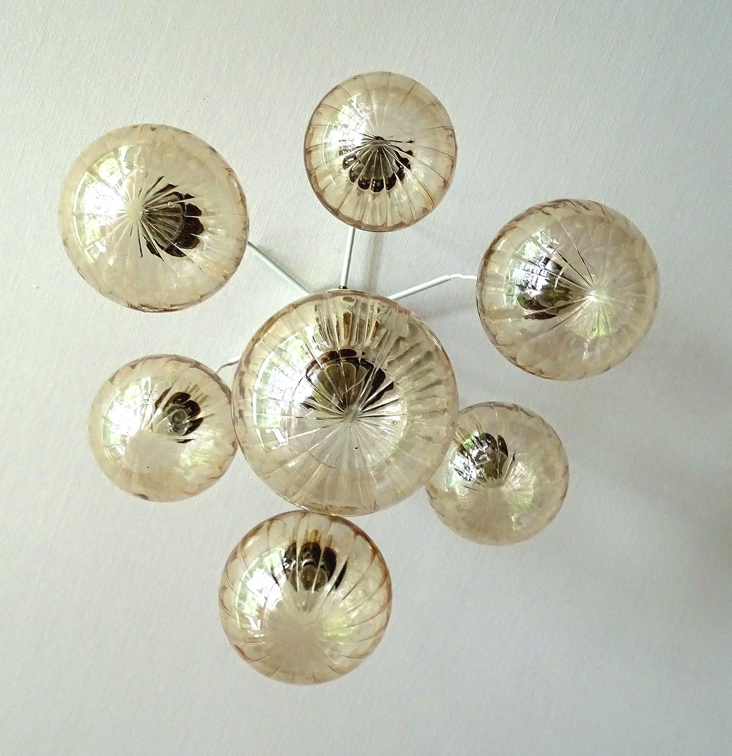 Limburg Glass Brass Chandelier Pendants Light , Stilnovo Gio Ponti Era  13