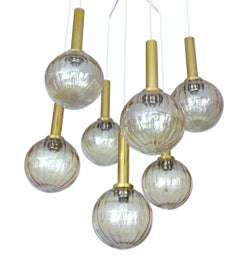 Limburg Glass Brass Chandelier Pendants Light , Stilnovo Gio Ponti Era