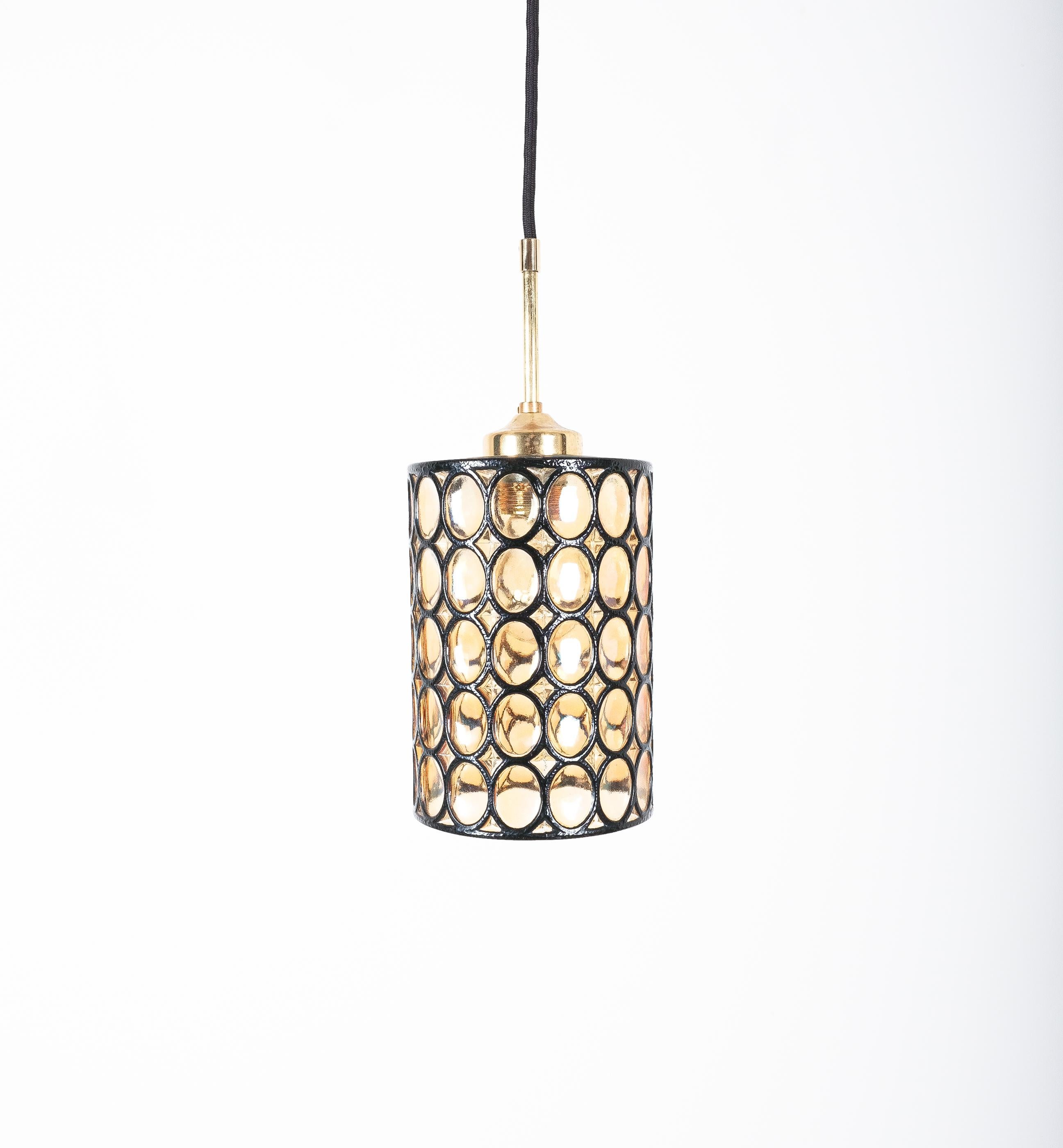 Brass Limburg Midcentury Iron and Glass Pendant Lamps, Germany 1960 For Sale