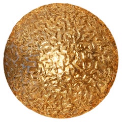 Limburg 'NOS' Pair of 1970s Used Textured Amber Ice Glass Flush Mount Lights