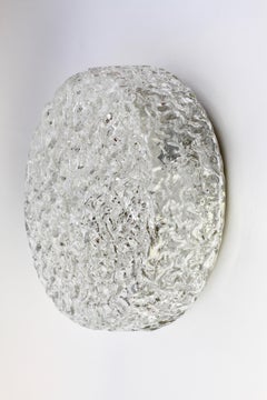 Limburg One of Five 1970s Vintage Textured Ice Glass Flush Mount Light or Lamp