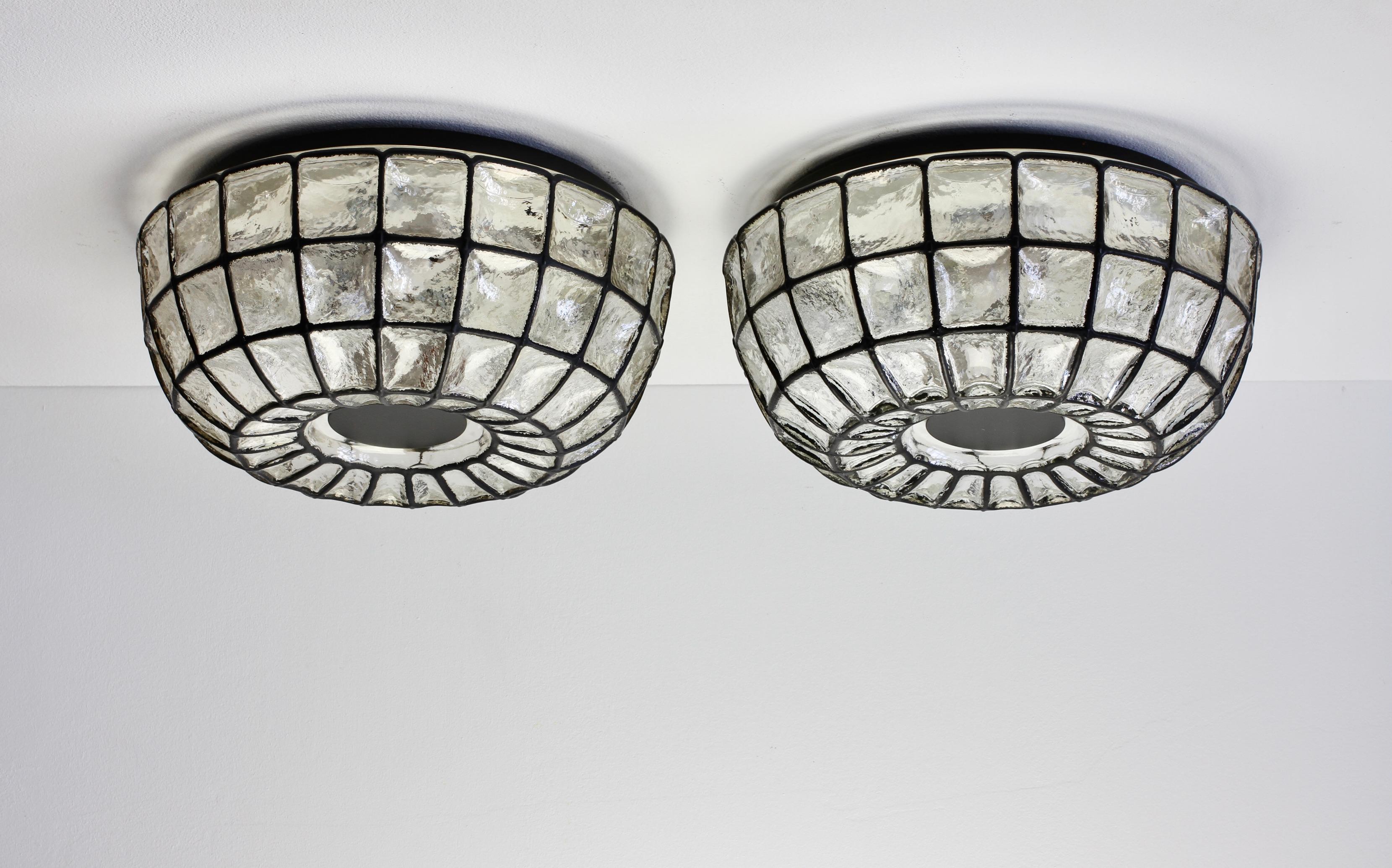 Limburg Pair of Extra Large 1960s Midcentury Glass Circular Wall Lights Lamps 2