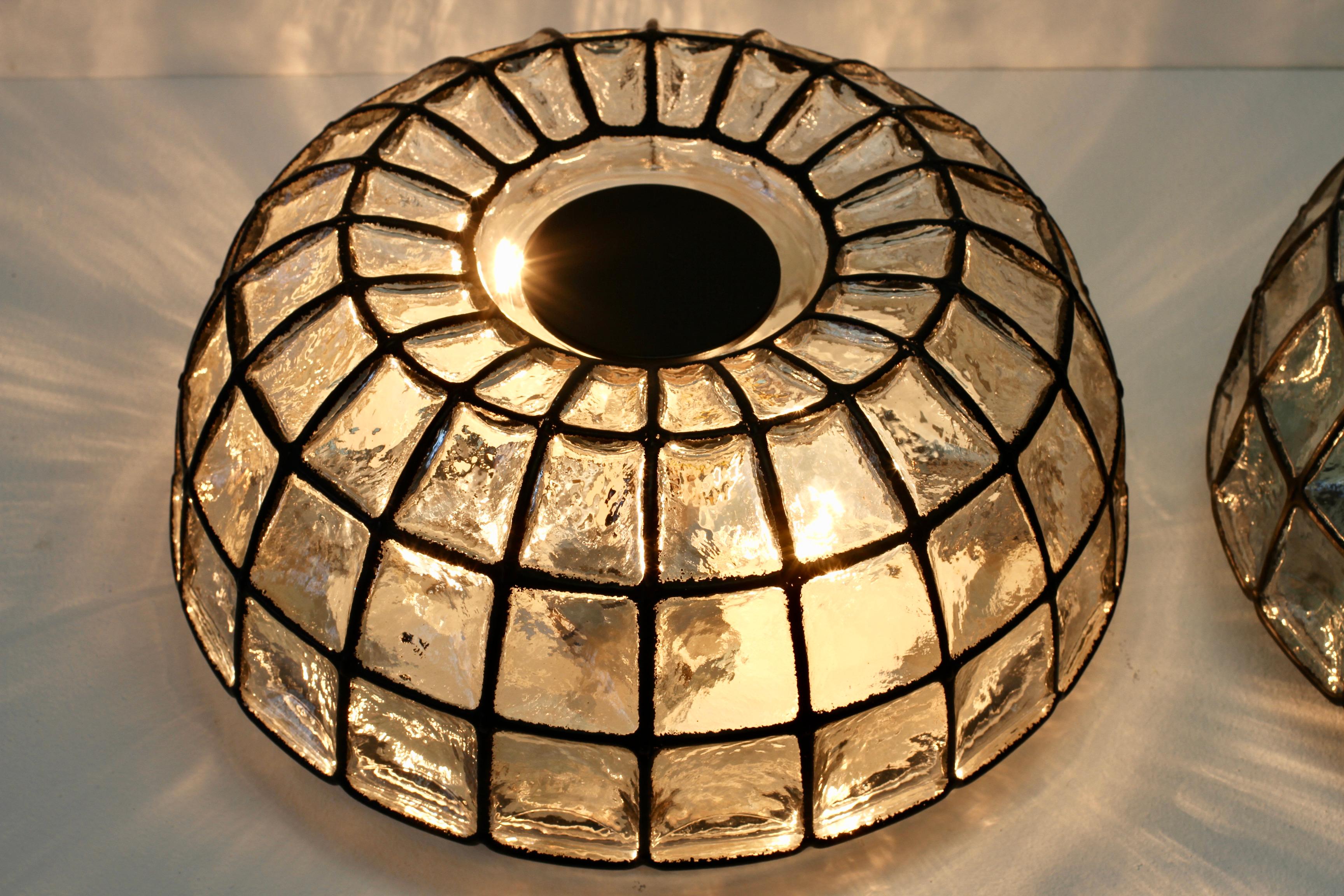 Limburg Pair of Extra Large 1960s Midcentury Glass Circular Wall Lights Lamps 6