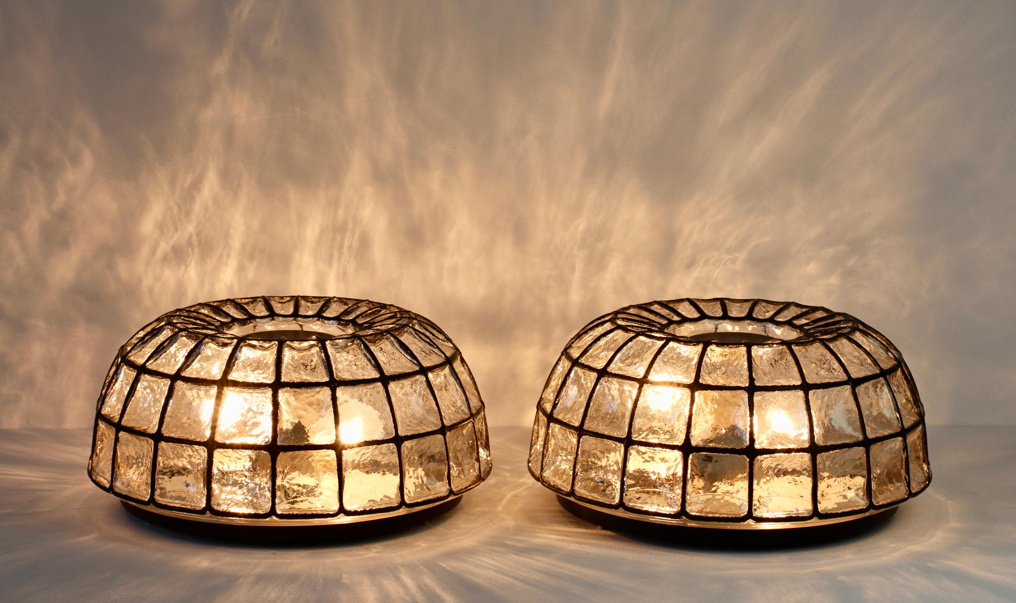 Painted Limburg Pair of Extra Large 1960s Midcentury Glass Circular Wall Lights Lamps