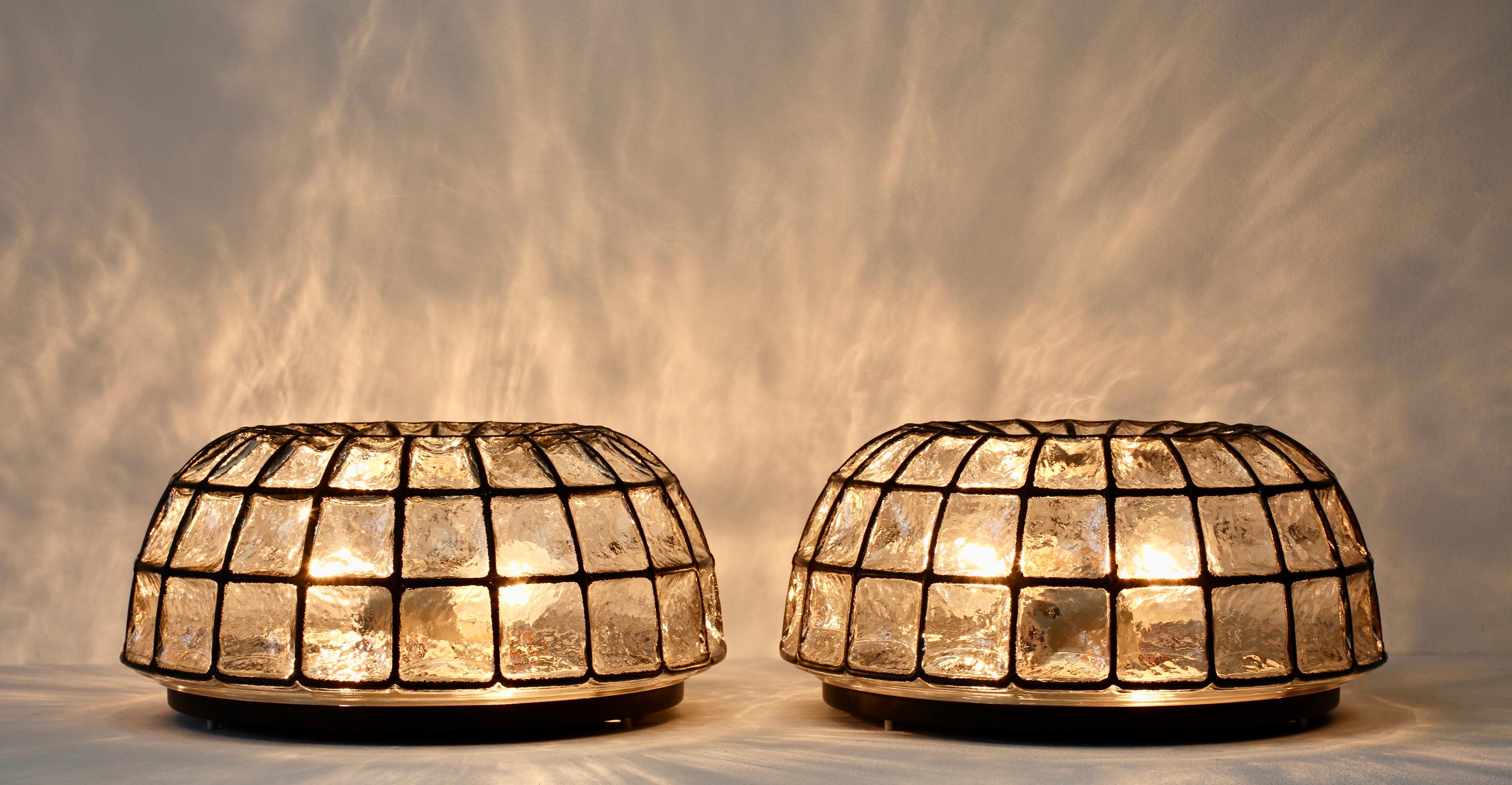 20th Century Limburg Pair of Extra Large 1960s Midcentury Glass Circular Wall Lights Lamps