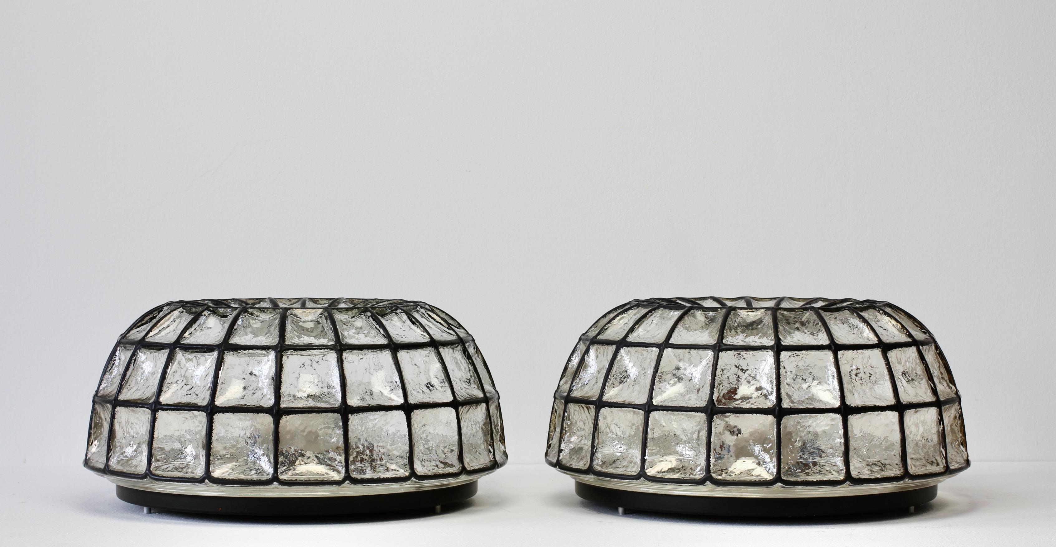 Metal Limburg Pair of Extra Large 1960s Midcentury Glass Circular Wall Lights Lamps