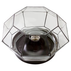 Limburg Pair of Large Geometric Black and Clear Glass Flush Mount Lights 1970s